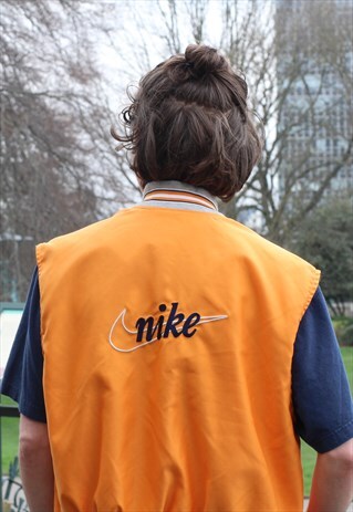 VINTAGE 90S NIKE ORANGE GILET VEST BODYWARMER JACKET
