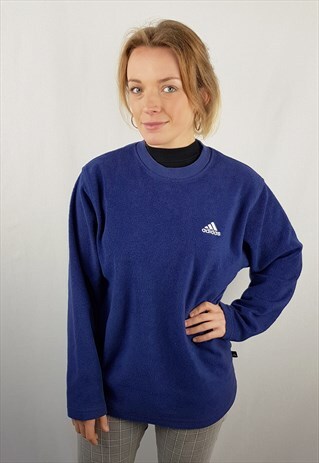 VINTAGE 90S ADIDAS FLEECED SWEATSHIRT BLUE