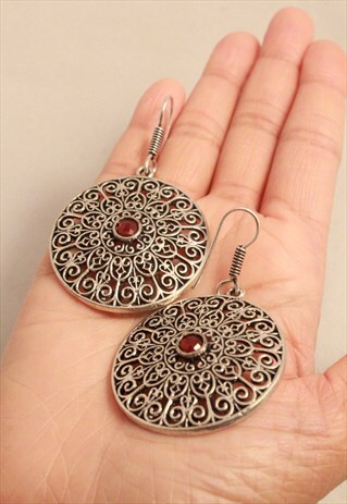 SILVER ANTIQUE LOOK HANGING EARRINGS
