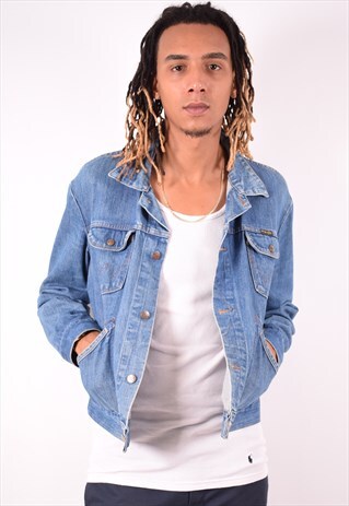 WRANGLER MENS VINTAGE DENIM JACKET LARGE BLUE 90S
