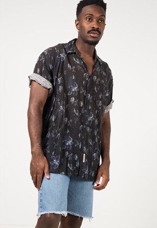 VINTAGE 80S CRAZY PRINT SHIRT / S1953