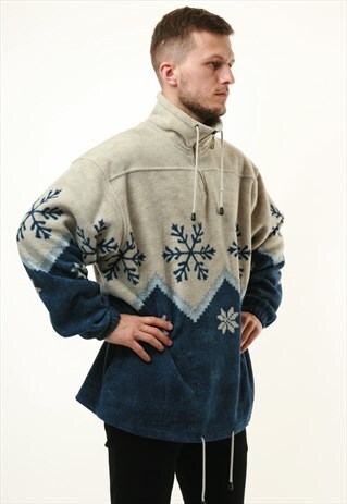 90S VINTAGE VINCI PATTERN 1/4 ZIP FLEECE JUMPER 15297