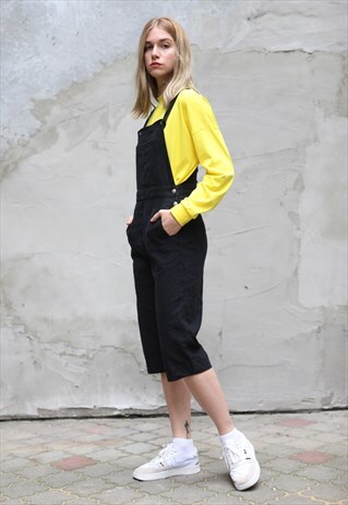 VINTAGE 90'S DENIM DUNGAREES IN BLACK