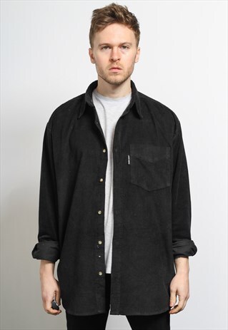 VINTAGE CORDUROY CORD SHIRT BLACK