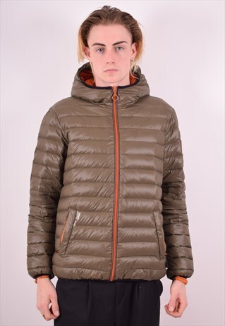 NAPAPIJRI MENS VINTAGE PADDED JACKET LARGE KHAKI 90S