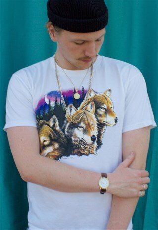 VINTAGE WOLF GRAPHIC T SHIRT