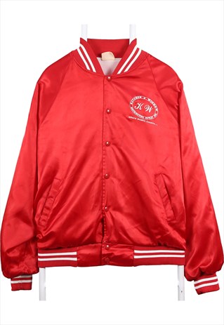Vintage 90's Auburn Varsity Jacket Nylon Shell Button Up Red