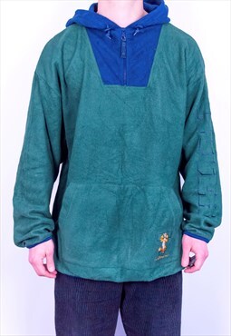 Vintage Disney Embroidered Fleece Hoodie Green XL