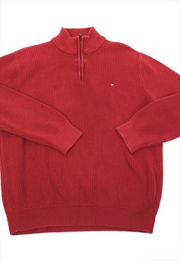 Vintage 90s Tommy Hilfiger Red Knit Jumper 