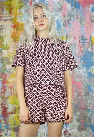 SHORTS AND BOX TOP CO-ORDINATES IN DIAMOND PRINT
