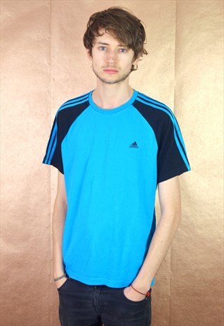 90S VINTAGE BRIGHT BLUE ADIDAS T SHIRT