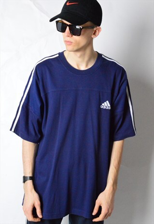 VINTAGE 90S NAVY BLUE ADIDAS SPORTS T-SHIRT