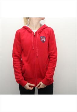 Tommy Hilfiger - Red Embroidered Zipped Hoodie - Medium