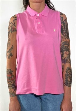 Vintage 90s sleeveless polo pink shirt 