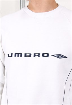 Vintage Umbro Sweatshirt in White Crewneck Jumper Small