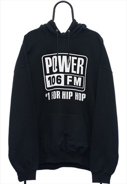 Retro Power 106 FM Graphic Black Hoodie Womens