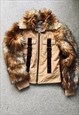 VINTAGE Y2K BROWN FAUX FUR SLEEVES JACKET