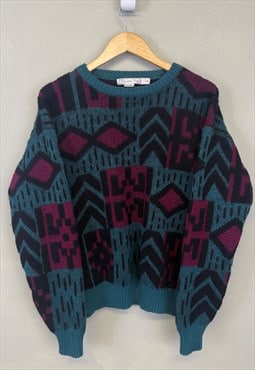 Vintage Christian Dior Chunky Knit Jumper Multicolour Medium