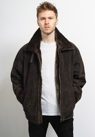VINTAGE LEATHER AVIATOR FLEECE JACKET