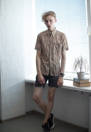 VINTAGE 70'S PATTERNED BROWN SHIRT