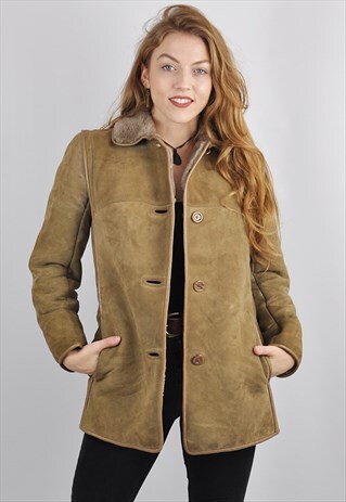 VINTAGE '70S CARAMEL SHEEPSKIN SHEARLING COAT