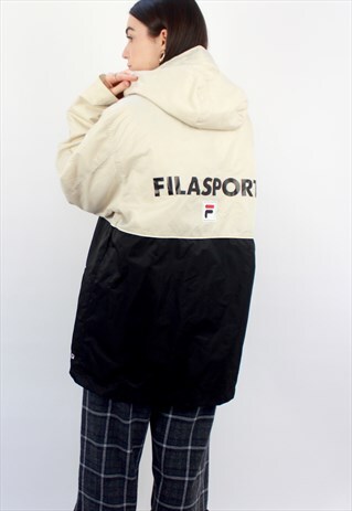90'S RARE RETRO CREAM OVERSIZED WATERPROOF JACKET