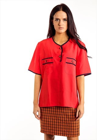 VINTAGE FRONT POCKETS BLOUSE ACBL31