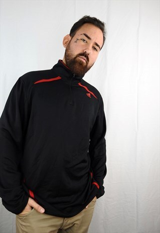 VINTAGE BLACK 1/4 ZIP ADIDAS JUMPER