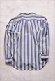 VINTAGE 90S BEN SHERMAN BLUE YELLOW STRIPED SHIRT