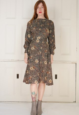 VINTAGE MIDI LONG SLEEVED DRESS
