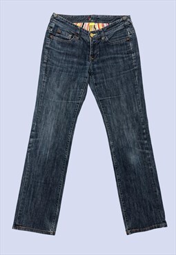 Mid Wash Blue Denim Casual Cotton Low Rise Jeans