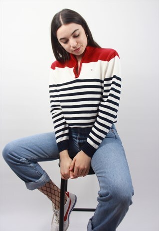 90'S RETRO STRIPED 1/4 ZIP JUMPER