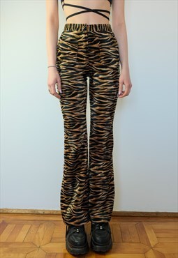 Iconic vintage 1960 flared bell bottom animal print trousers