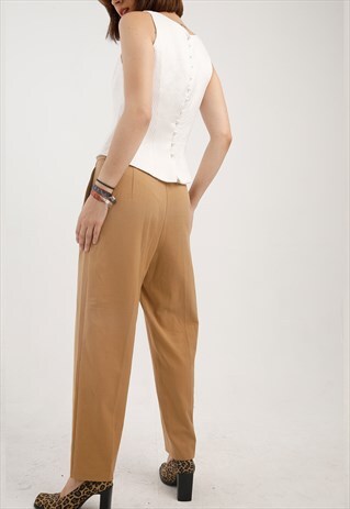 VINTAGE HIGH WAISTED NUDE TROUSERS