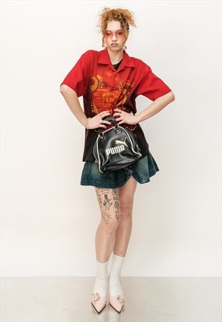 Y2K VINTAGE HOT DRAGON PRINT SHIRT IN BLACK AND RED TONES