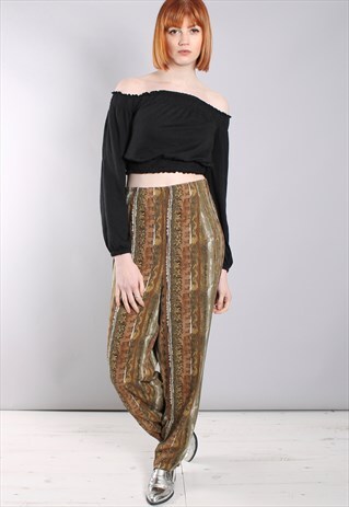 VINTAGE 90S CRAZY PATTERNED HIGH WAISTED TROUSERS
