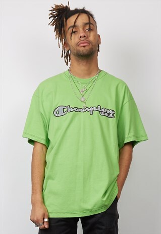VINTAGE 90'S CHAMPION BRIGHT GREEN T-SHIRT