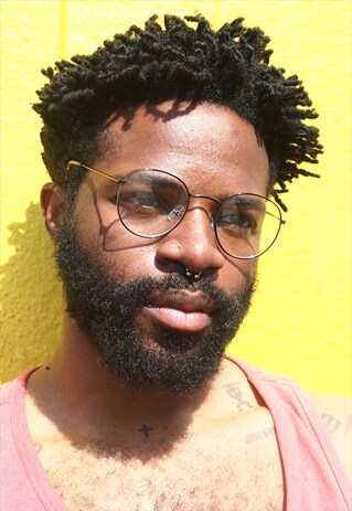 DARK GREY FRAME UNISEX CLEAR LENS GLASSES