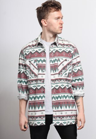 VINTAGE AZTEC PATTERNED SHIRT