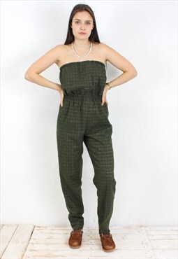 Women M Jumpsuit Wool Overalls naked shoulders Sleeveless