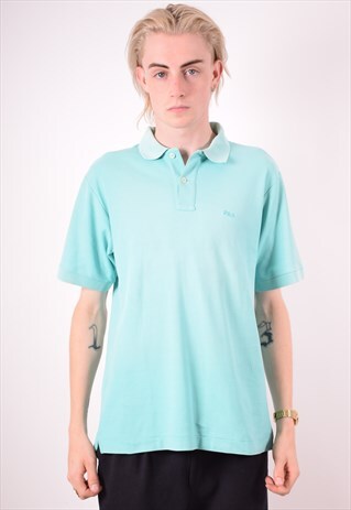 FILA MENS VINTAGE POLO SHIRT LARGE BLUE 90S