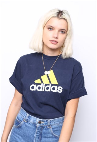 VINTAGE 90S ADIDAS NAVY TOP T-SHIRT