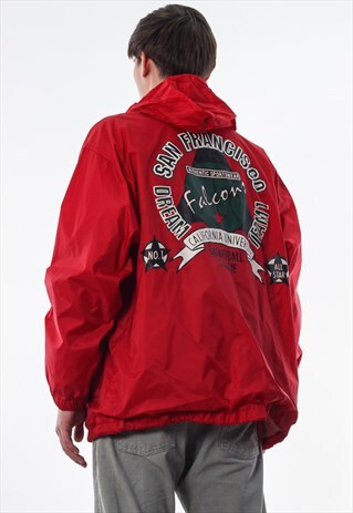 VINTAGE SAN FRANCISCO FALCONS BASKETBALL WINDBREAKER 90S RED