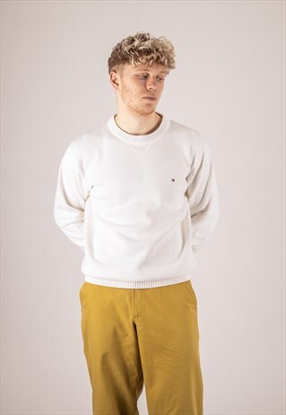 TOMMY HILFIGER KNITTED SWEATSHIRT IN WHITE