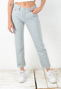 LEVI Strauss Women S 501 Jeans Grey Denim Trousers White