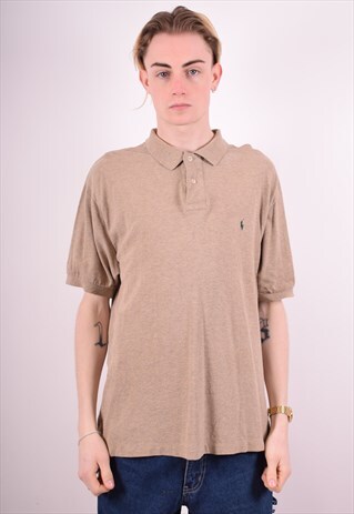 POLO RALPH LAUREN MENS VINTAGE POLO SHIRT XL BROWN 90S