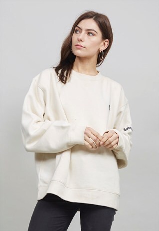 VINTAGE CREAM 90'S OVERSIZED CREAM TIMBERLAND SWEATER