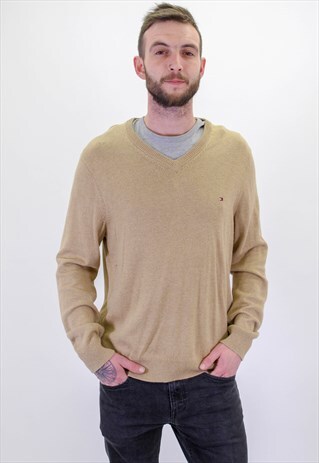 VINTAGE TOMMY HILFIGER V-NECK SWEATSHIRT IN LARGE