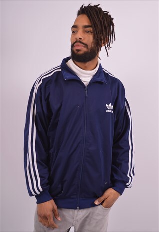 VINTAGE ADIDAS TRACKSUIT TOP JACKET NAVY BLUE