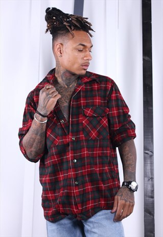 VINTAGE 50S PENDLETON RED CHECK PLAID/ FLANNEL WOOL SHIRT